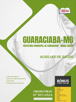 Apostila Prefeitura de Guaraciaba - MG em PDF - Auxiliar de Saúde 2024