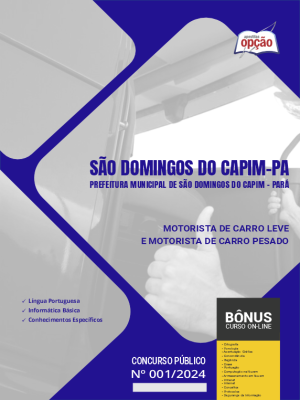 Apostila Prefeitura de São Domingos do Capim - PA 2024 - Motorista de Carro Leve e Motorista de Carro Pesado