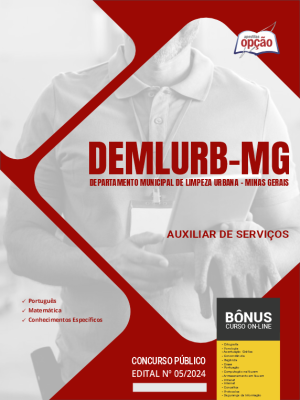 Apostila DEMLURB-MG em PDF - Auxiliar de Serviços 2024