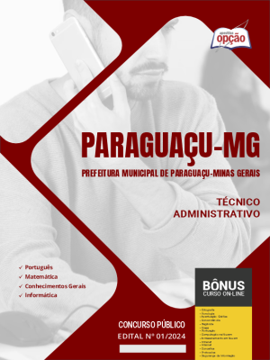 Apostila Prefeitura de Paraguaçu - MG em PDF - Técnico Administrativo 2024