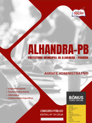 Apostila Prefeitura de Alhandra - PB 2024 - Agente Administrativo