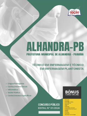 Apostila Prefeitura de Alhandra - PB em PDF - Técnico em Enfermagem e Técnico em Enfermagem Plantonista 2024