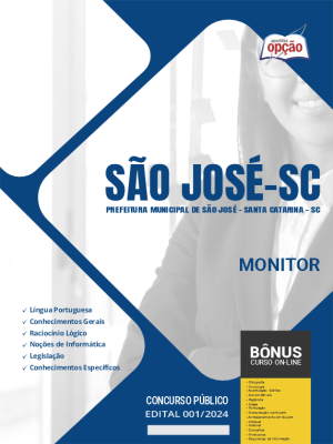 Apostila Prefeitura de São José - SC em PDF - Monitor 2024