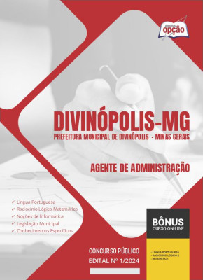 Apostila Prefeitura de Divinópolis - MG 2024 - Agente de Administração
