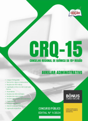 Apostila CRQ-15 em PDF - Auxiliar Administrativo 2024