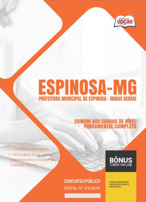 Apostila Prefeitura de Espinosa - MG 2024 - Comum aos Cargos de Nível Fundamental Completo