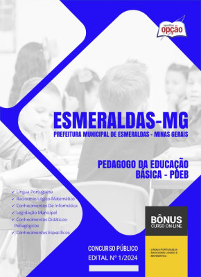Apostila Prefeitura de Esmeraldas - MG 2024 - Pedagogo da Educação Básica - PDEB