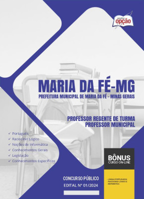 Apostila Prefeitura de Maria da Fé - MG em PDF - Professor Regente de Turma - Professor Municipal 2024