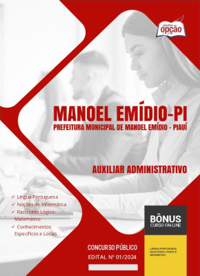 Apostila Prefeitura de Manoel Emídio - PI em PDF - Auxiliar Administrativo 2024