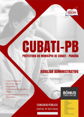 Apostila Prefeitura de Cubati - PB em PDF - Auxiliar Administrativo 2024