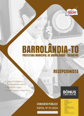 Apostila Prefeitura de Barrolândia - TO 2024 - Recepcionista