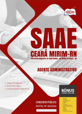 Apostila SAAE Ceará Mirim - RN em PDF - Agente Administrativo 2024