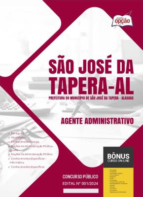 Apostila Prefeitura de São José da Tapera - AL 2024 - Agente Administrativo