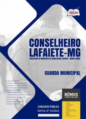 Apostila Prefeitura de Conselheiro Lafaiete - MG em PDF - Guarda Municipal 2024