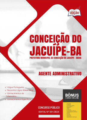 Apostila Prefeitura de Conceição do Jacuípe - BA 2024 - Agente Administrativo