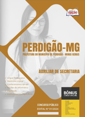 Apostila Prefeitura de Perdigão - MG em PDF - Auxiliar de Secretaria 2024