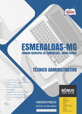 Apostila Câmara de Esmeraldas - MG em PDF - Técnico Administrativo 2024