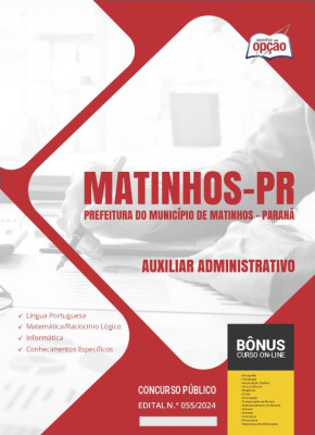 Apostila Prefeitura de Matinhos - PR em PDF - Auxiliar Administrativo 2024