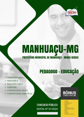 Apostila Prefeitura de Manhuaçu - MG 2024 - Pedagogo - Educação