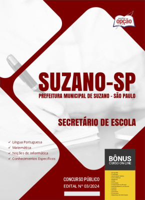 Apostila Prefeitura de Suzano - SP 2024 - Secretário de Escola