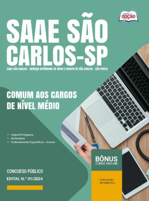 Apostila SAAE São Carlos - SP 2024 - Comum aos Cargos de Nível Médio