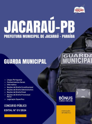 Apostila Prefeitura de Jacaraú - PB em PDF - Guarda Municipal 2024