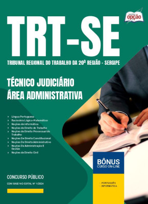 Apostila TRT-SE em PDF - Técnico Judiciário - Área Administrativa 2024