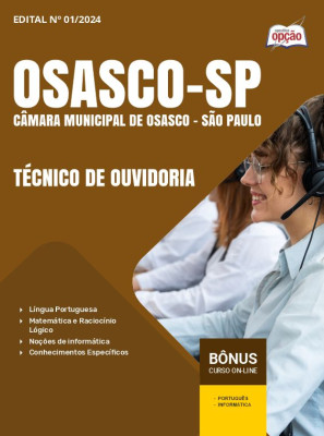 Apostila Câmara de Osasco - SP 2024 - Técnico de Ouvidoria