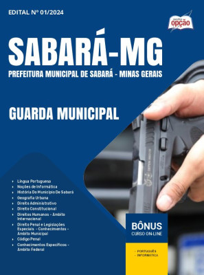 Apostila Prefeitura de Sabará - MG em PDF - Guarda Municipal 2024