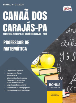 Apostila Prefeitura de Canaã dos Carajás - PA em PDF - Professor de Matemática 2024