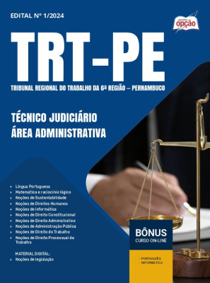 Apostila TRT-PE 2024 - Técnico Judiciário - Área Administrativa