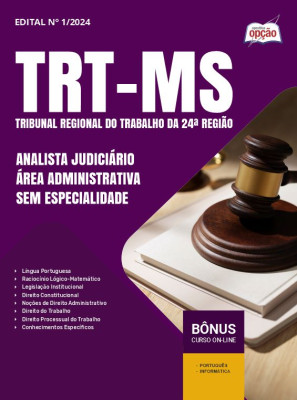 Apostila TRT-MS 2024 - Analista Judiciário - Área Administrativa - Sem Especialidade