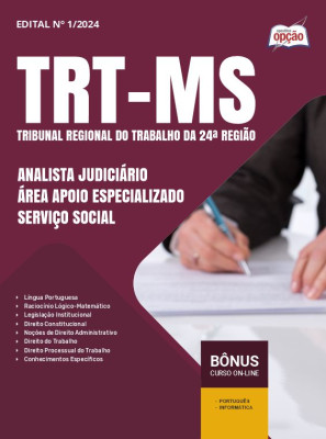 Apostila TRT-MS 2024 - Analista Judiciário - Área Apoio Especializado - Serviço Social