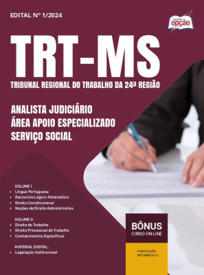 Apostila TRT-MS 2024 - Analista Judiciário - Área Apoio Especializado - Serviço Social