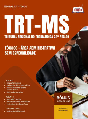 Apostila TRT-MS em PDF - Técnico - Área Administrativa - Sem Especialidade 2024