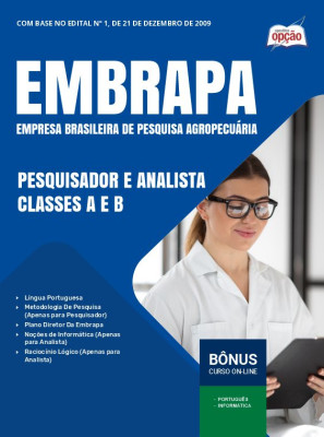 Apostila Embrapa em PDF - Pesquisador e Analista Classes A e B 2024