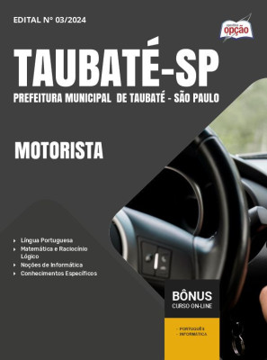 Apostila Prefeitura de Taubaté - SP em PDF - Motorista 2025