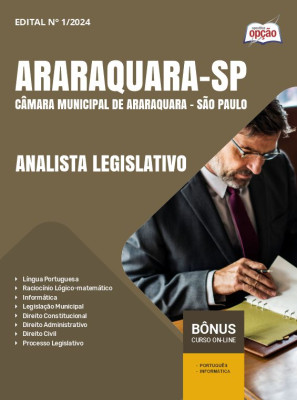 Apostila Câmara de Araraquara - SP em PDF -  Analista Legislativo 2024