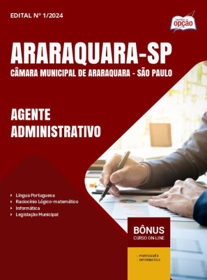 Apostila Câmara de Araraquara - SP 2024 - Agente Administrativo