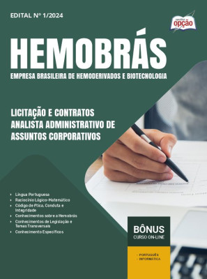 Apostila Hemobrás 2024 - Licitação E Contratos - Analista Administrativo De Assuntos Corporativos