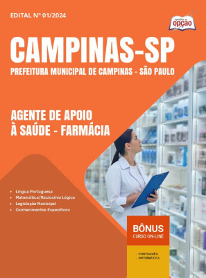 Apostila Prefeitura de Campinas - SP 2024 - Agente de Apoio à Saúde - Farmácia