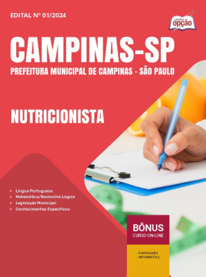 Apostila Prefeitura de Campinas - SP 2024 - Nutricionista