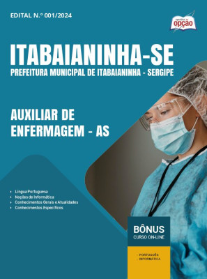 Apostila Prefeitura de Itabaianinha - SE 2024 - Auxiliar de Enfermagem - AS