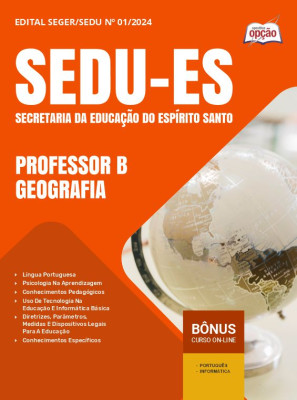 Apostila SEDU-ES em PDF - Professor B - Geografia 2024