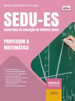 Apostila SEDU-ES em PDF - Professor B - Matemática 2024