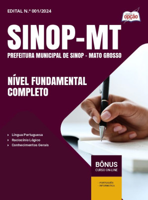 Apostila Prefeitura de Sinop - MT em PDF - Nível Fundamental Completo - Motorista IV, Laboratorista De Solo 2024