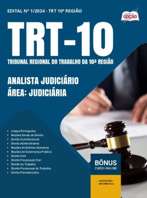 Apostila TRT-10 2024 - Analista Judiciário - Área: Judiciária