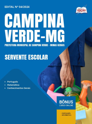 Apostila Prefeitura de Campina Verde - MG em PDF 2025 - Servente Escolar