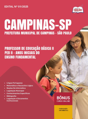 Apostila Prefeitura de Campinas - SP 2025 - Professor de Educação Básica II - PEB II - Anos Iniciais do Ensino Fundamental