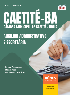 Apostila Câmara de Caetité - BA 2025 - Auxiliar Administrativo e Secretária